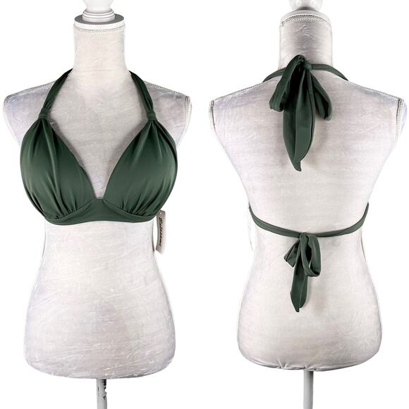 Balasami Bikini Top Retro Olive Green XL Lightly Padded New - Picture 1 of 14